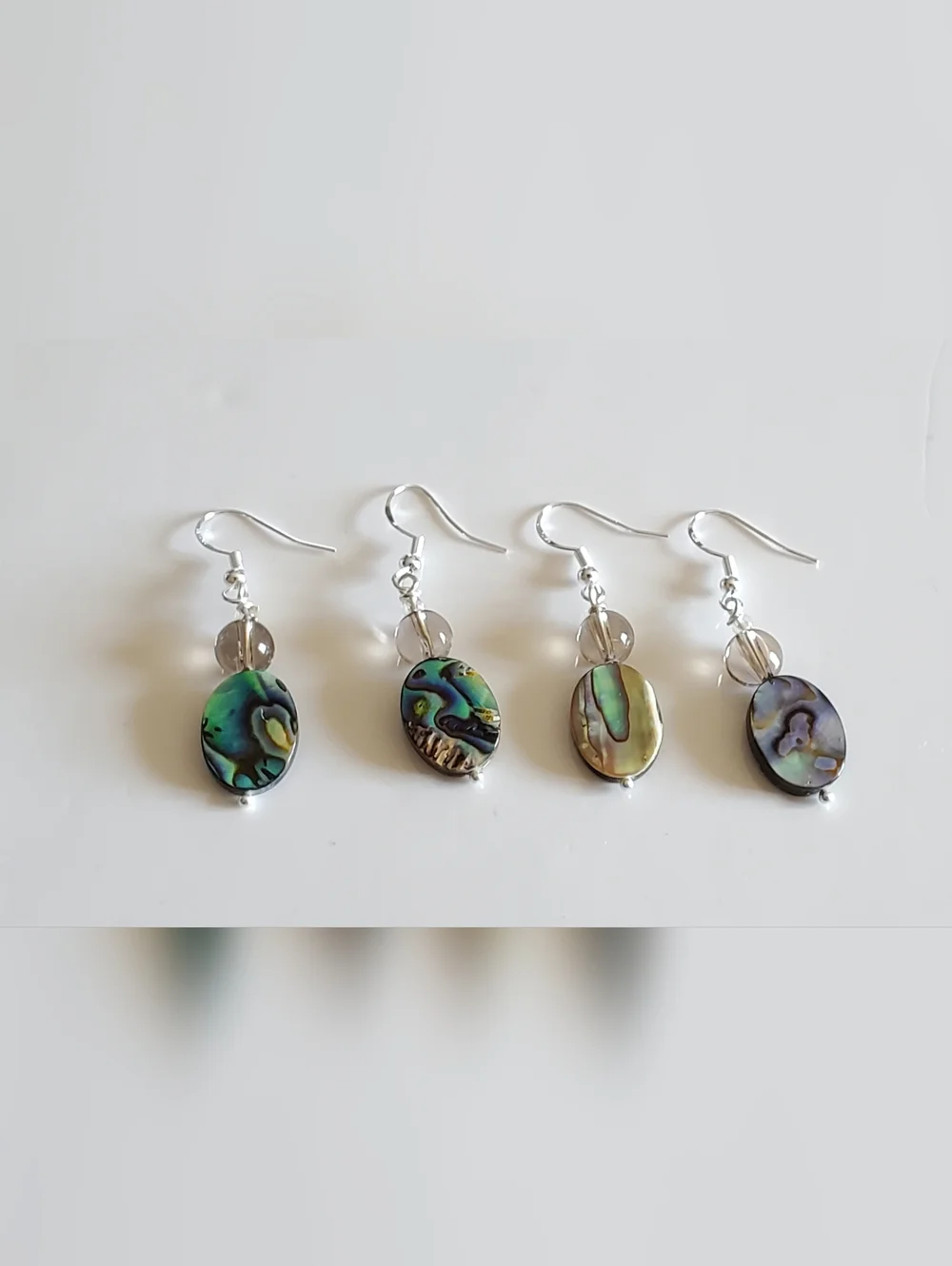 NEW 2 Pairs Abalone Shell Drop Earrings - Iridescent Blue-Green - Picture 3 of 6
